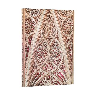 2027 Vault of the Milan Cathedral (Burgundy) (Duomo di Milano) Midi 12-Month Softcover Dayplanner (Elastic Band Closure) Horizontal